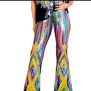 Multicolored sequin pants